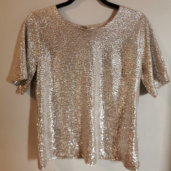 Sparkly Champagne Short-Sleeved Top - Picture 1 of 2